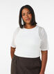 Mesh topp med korte ermer og rund hals, Vanilje, Model image number 0