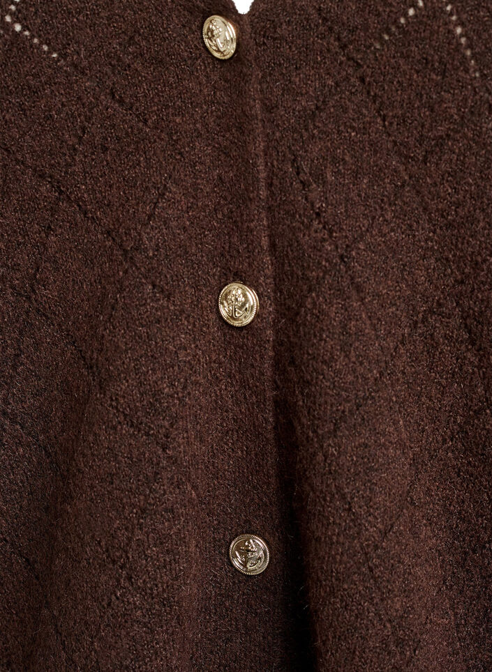Cardigan med harlekintrykk og V-hals, Brun, Packshot image number 2
