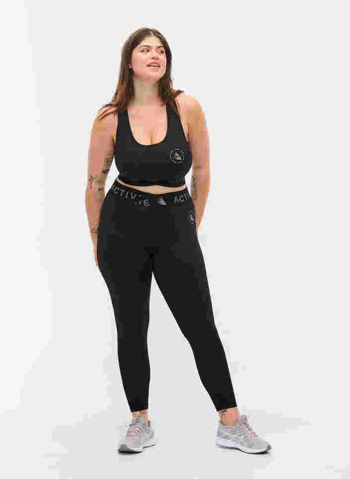 Cropped treningstights med tekst, Black, Model