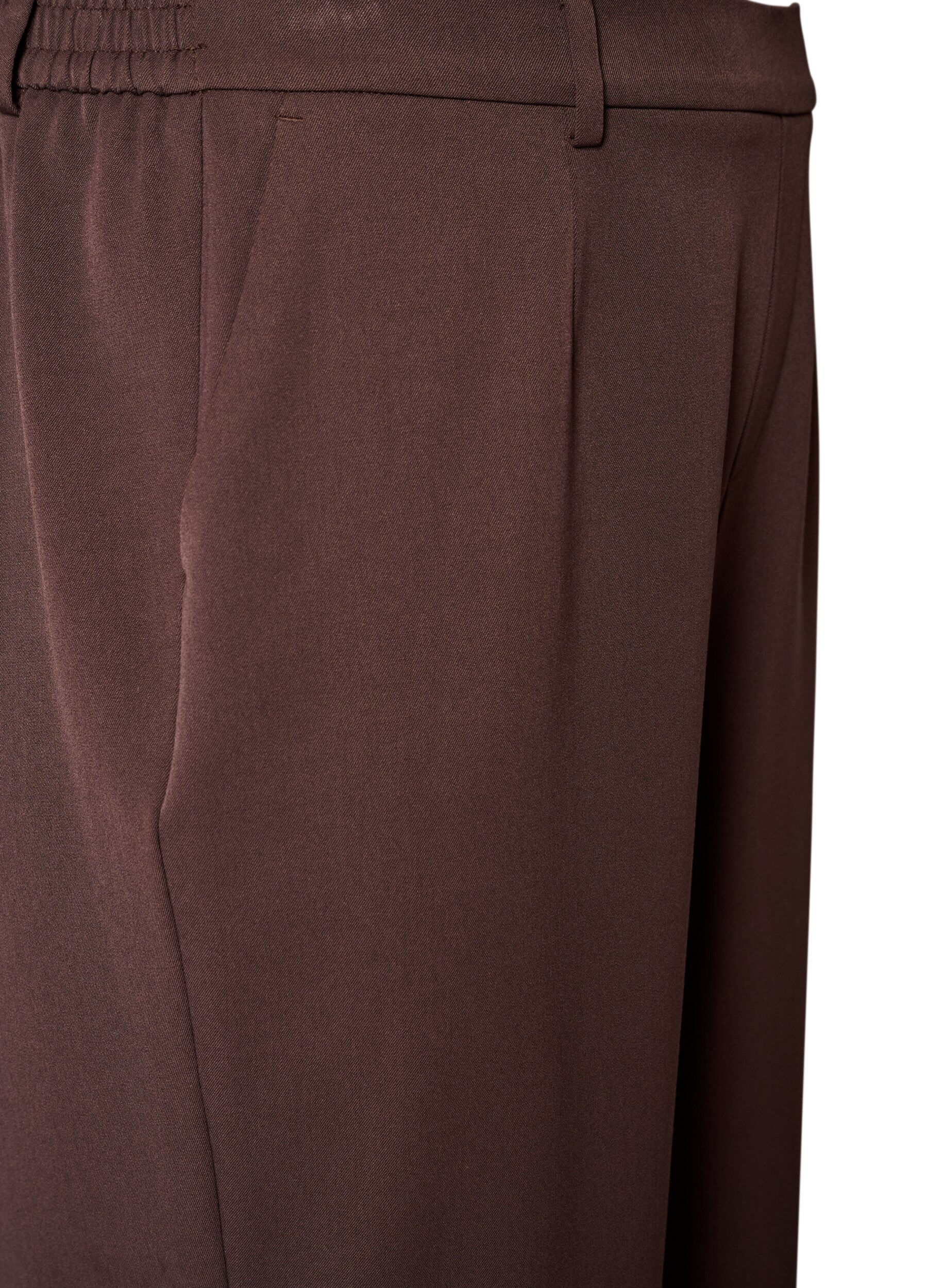 ZizziDressbukse med h&oslash;y midje og straight fit, Brun, Packshot image number 2