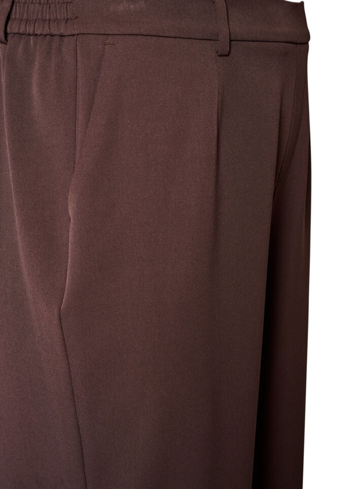 Dressbukse med h&oslash;y midje og straight fit, Brun, Packshot image number 2