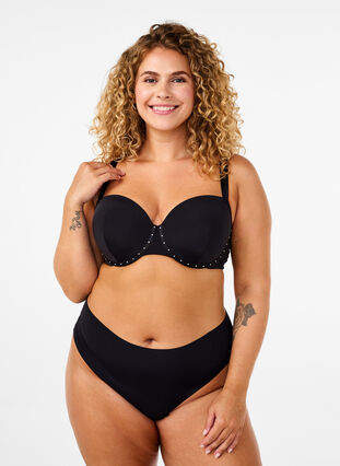 Zizzi Formstøpt BH med rhinestener, Svart, Model image number 1