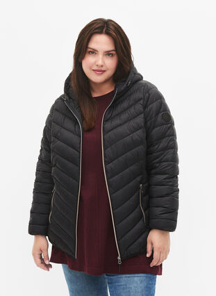 Lettvektsjakke med hette, Black, Model image number 0