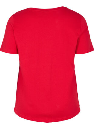 T-skjorte i bomull med tekst på brystet, Chinese Red, Packshot image number 1