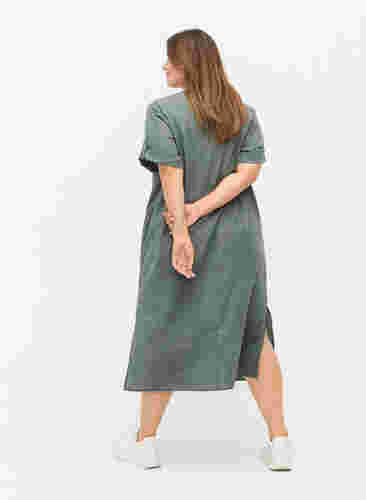 Lang skjortekjole med korte ermer, Balsam Green, Model image number 1
