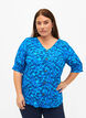 Bluse i viskose med knapper, Blue Small Flower, Model image number 0