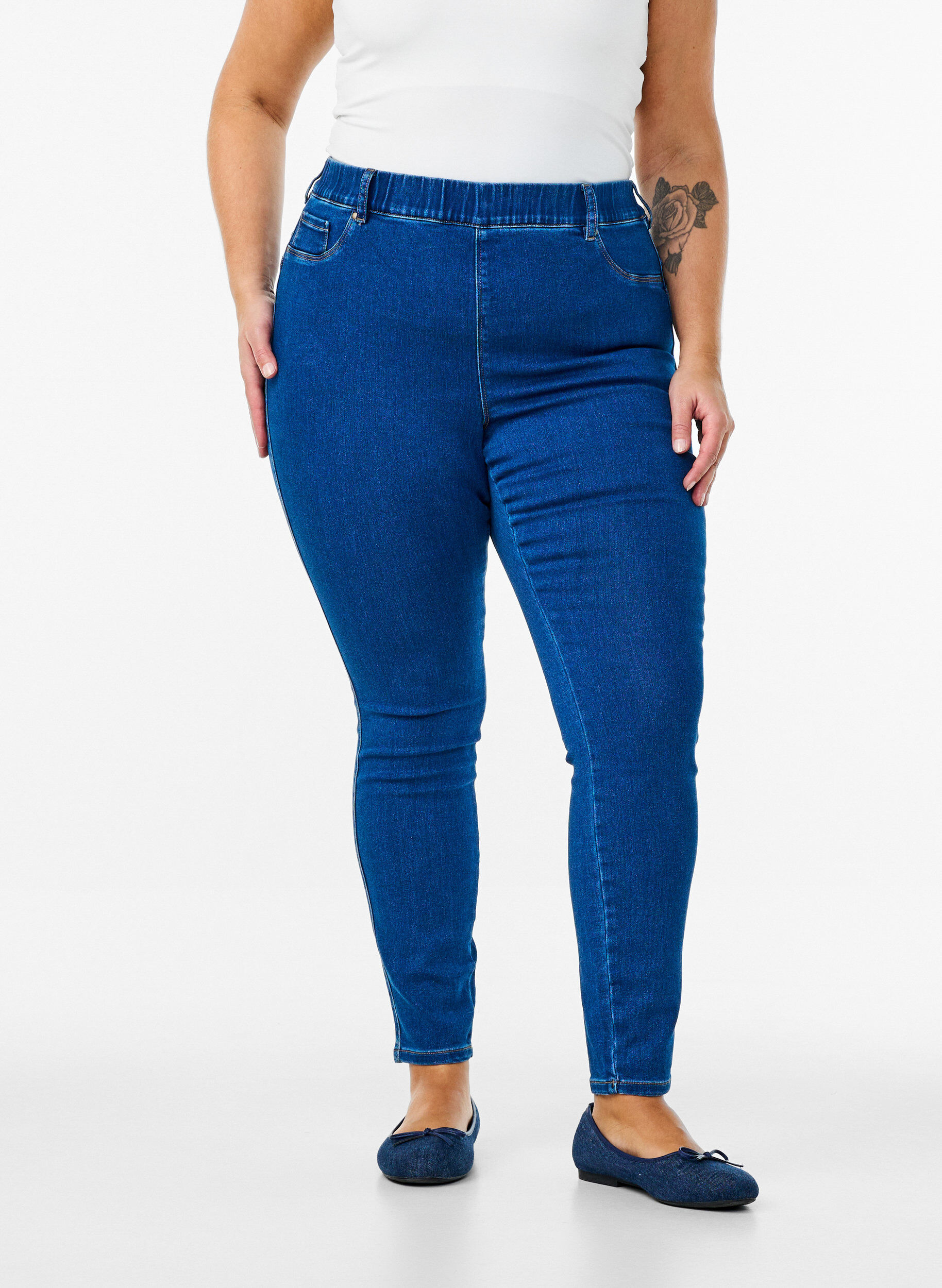 ZizziJeggings med h&oslash;y midje, Bl&aring;, Model image number 2