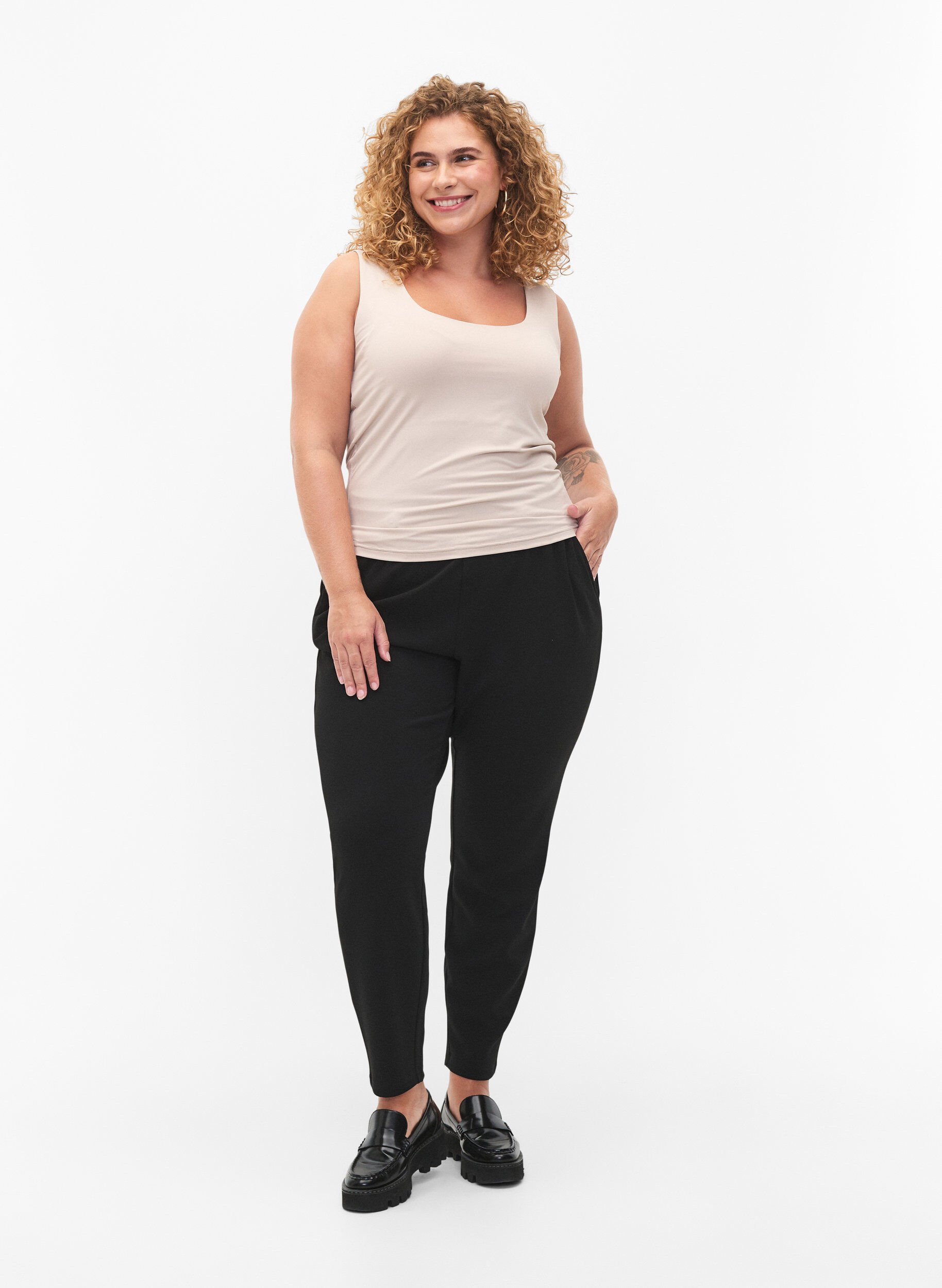 Zizzi Vendbar topp i stretch, Silver Gray, Model image number 3