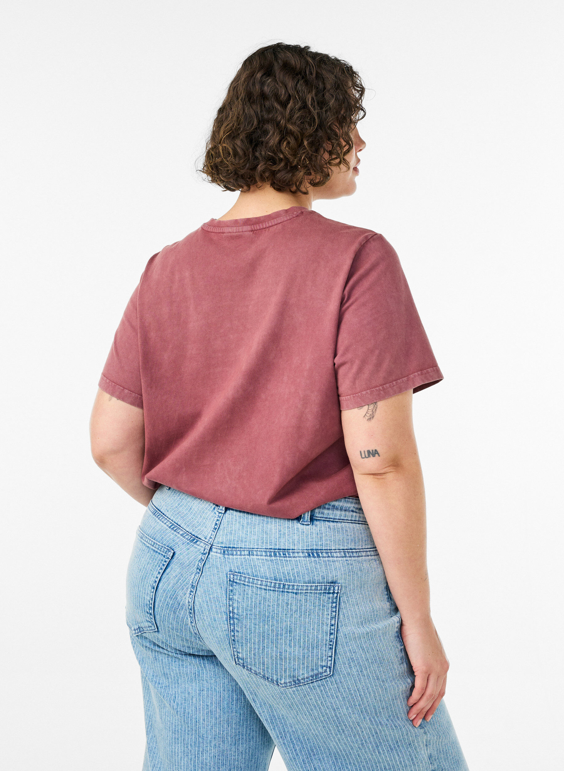 ZizziT-skjorte i bomull med frontprint og vasket look, R&oslash;d, Model image number 2