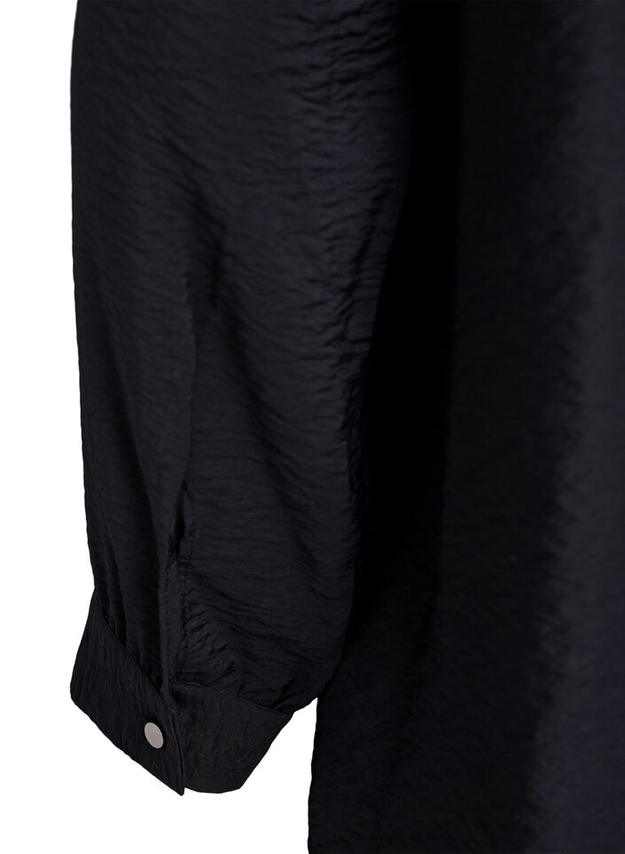 Viskose tunika med perlebrodert krage, Black, Packshot