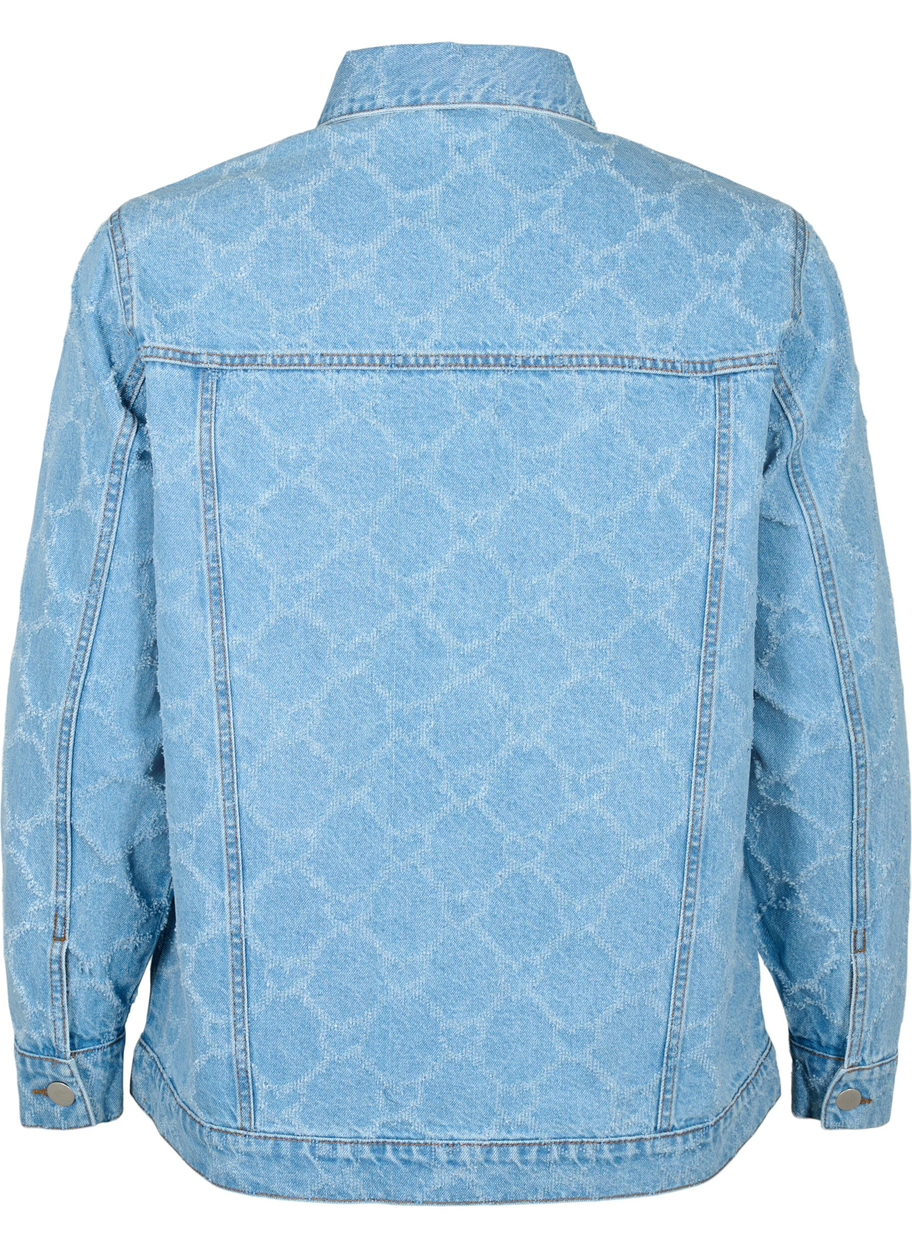 Zizzi Dongerijakke med &oslash;deleggelsesm&oslash;nster, Blue denim, Packshot image number 1
