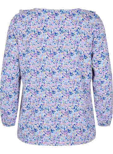 Langermet bluse med volanger , Purple Ditzy Flower, Packshot image number 1