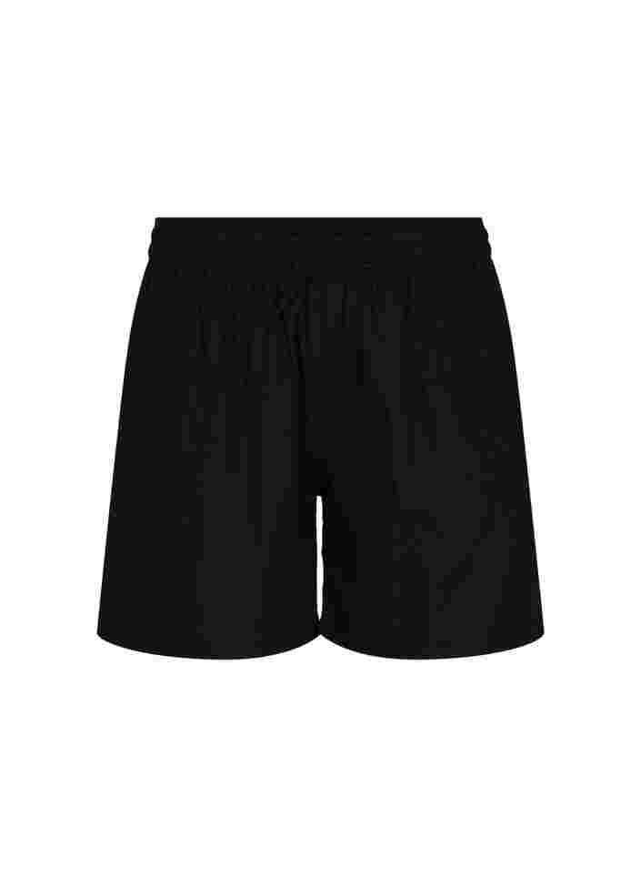 Løse shorts i bomullsmiks med lin, Black