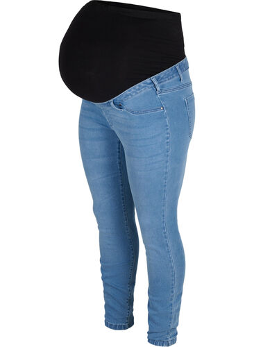 Jeggings til gravide i en bomullsmiks, Light blue denim, Packshot image number 0