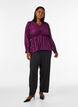 Skinnende viskosebluse med peplumeffekt, Lilla, Model image number 1