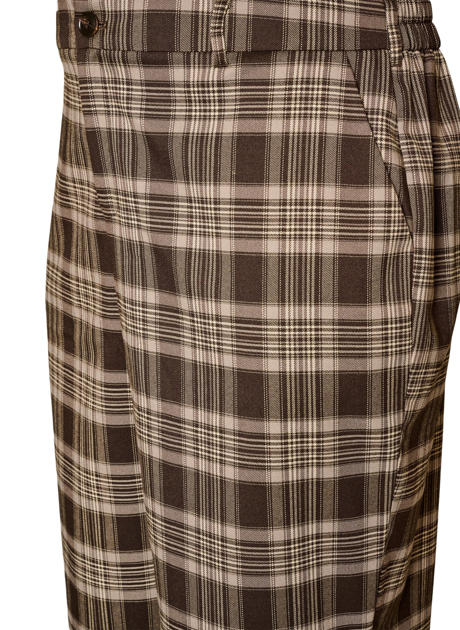 ZizziRutete bukser med brede ben, Brun, Packshot image number 2