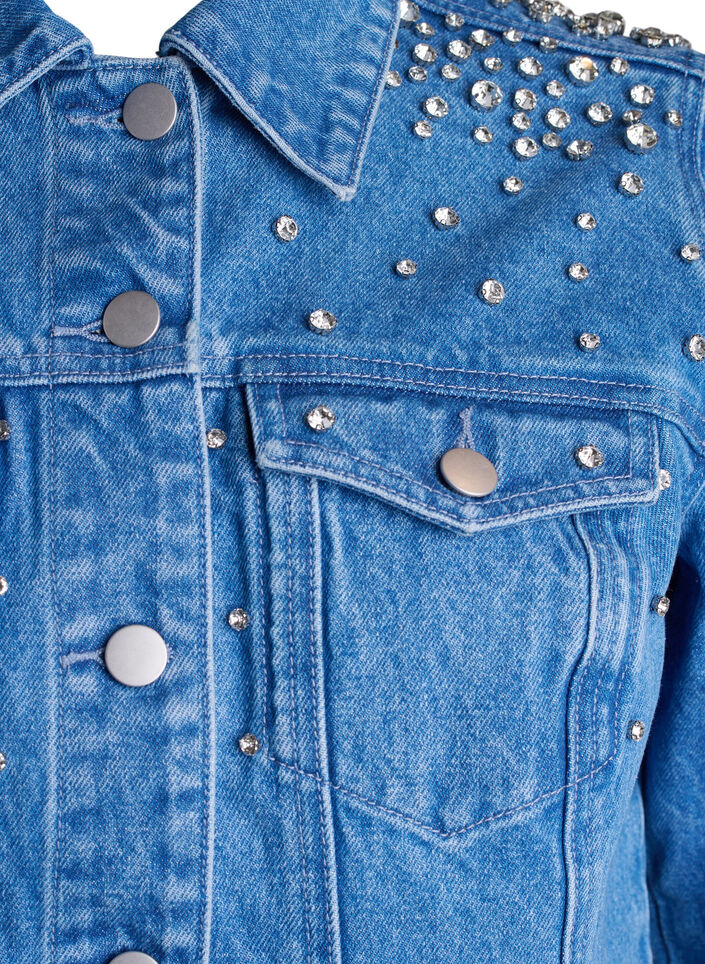 Denimjakke med rhinesteiner, Blue Denim, Packshot