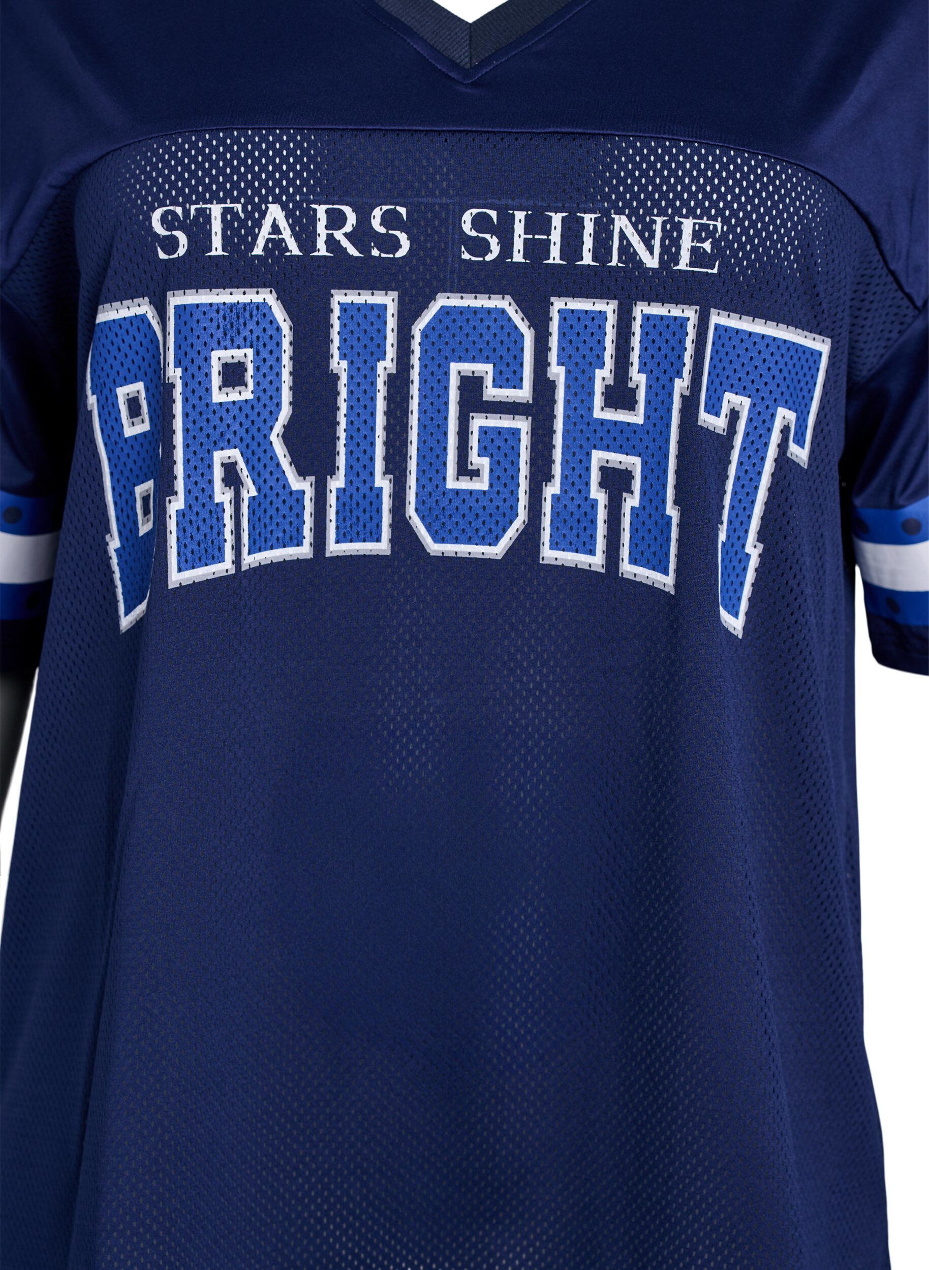 Zizzi Trenings-t-skjorte med V-hals og trykk foran, Bl&aring;, Packshot image number 2