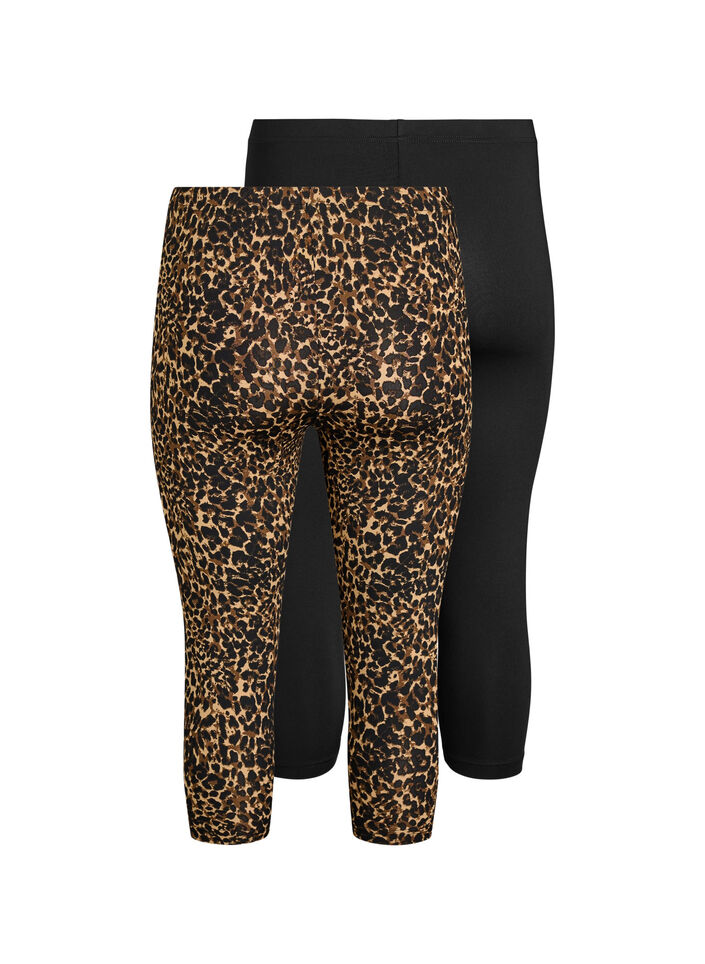 2-pakning 3/4-lengde leggings, Svart, Packshot image number 1