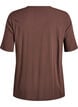Vevet bluse med korte ermer og rund hals, Brun, Packshot image number 1