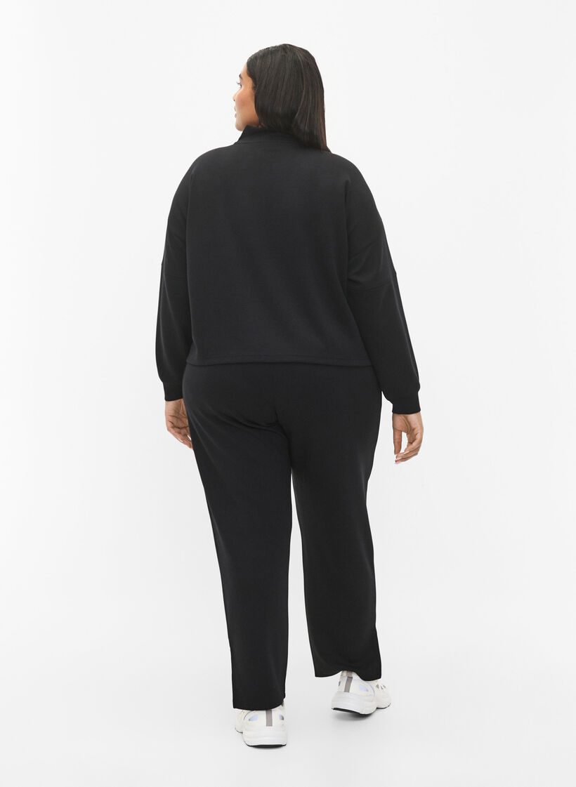 Bukser i modal mix med splitt, Black, Model image number 1