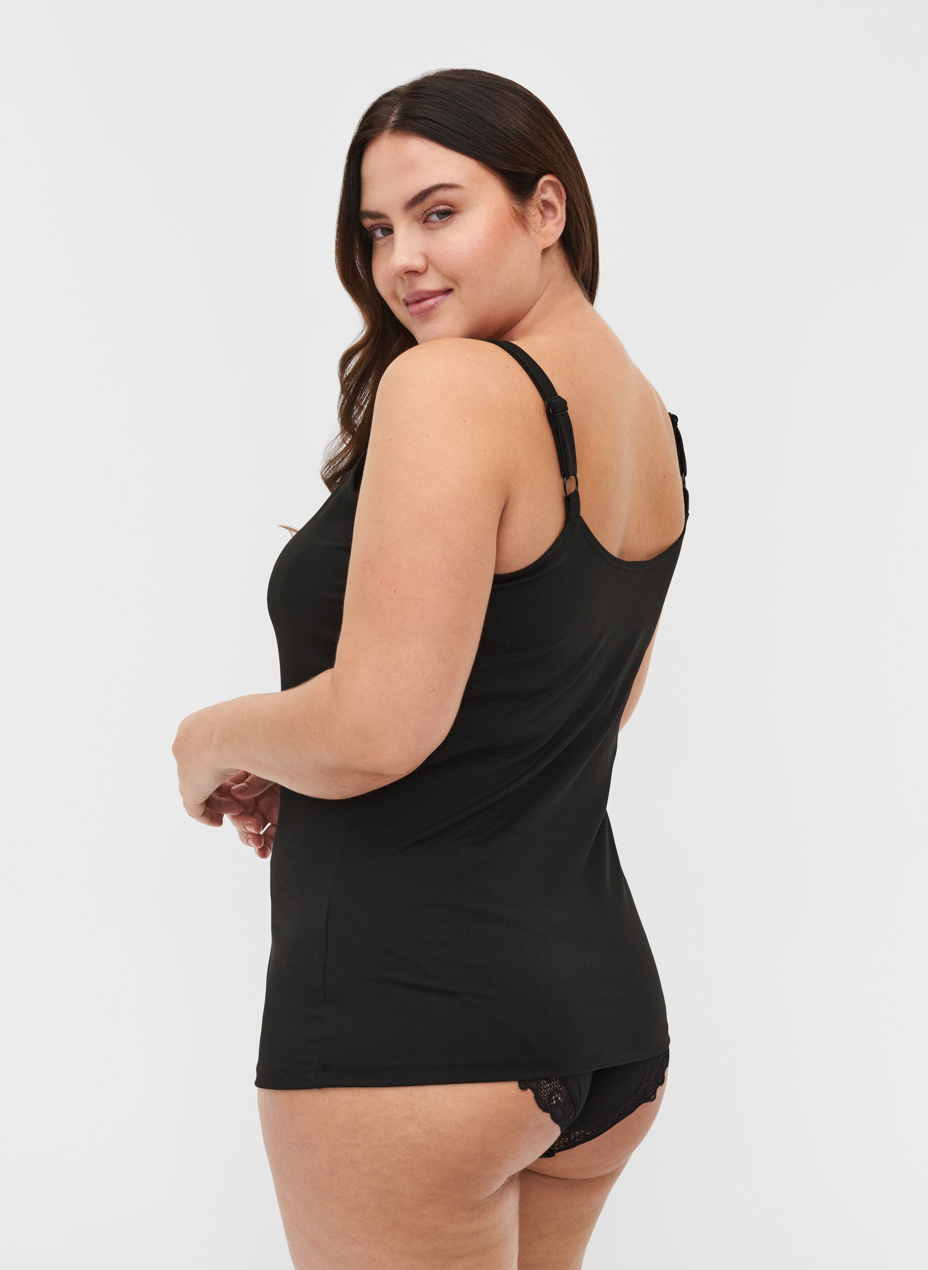 Zizzi Light shapewear topp med justerbare stropper, Black, Model image number 1