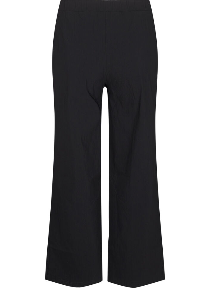 Vide bukser med elastisk linning, Svart, Packshot image number 1