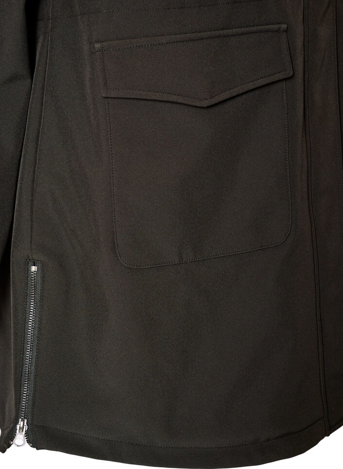 Vannavvisende softshell jakke med vattert f&ocirc;r, Svart, Packshot image number 1