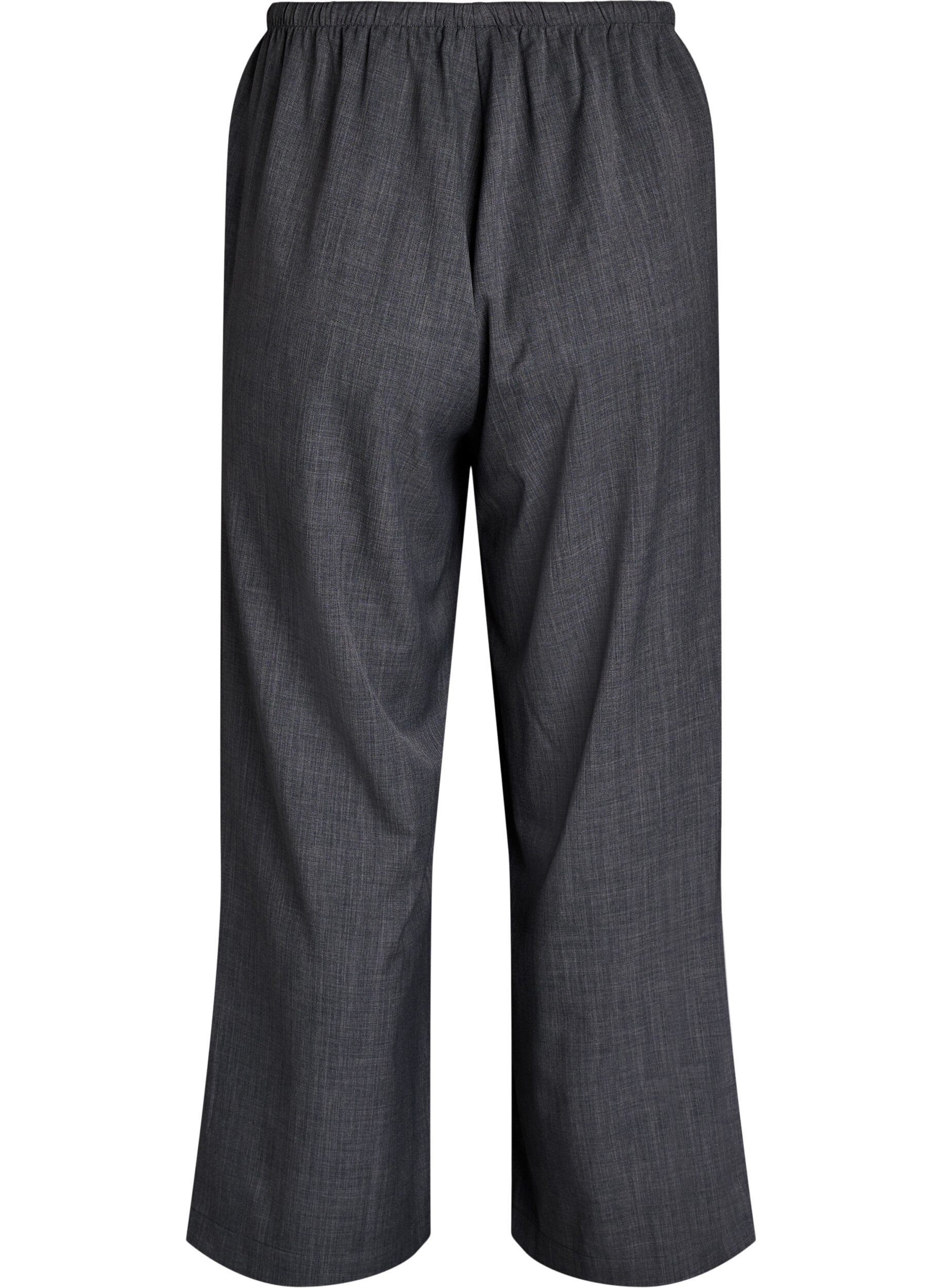 Zizzi Bukse med h&oslash;y midje og vide ben, Gr&aring;, Packshot image number 1