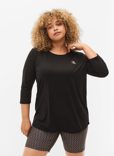 Treningsgenser med 3/4-ermer, Black, Model image number 0