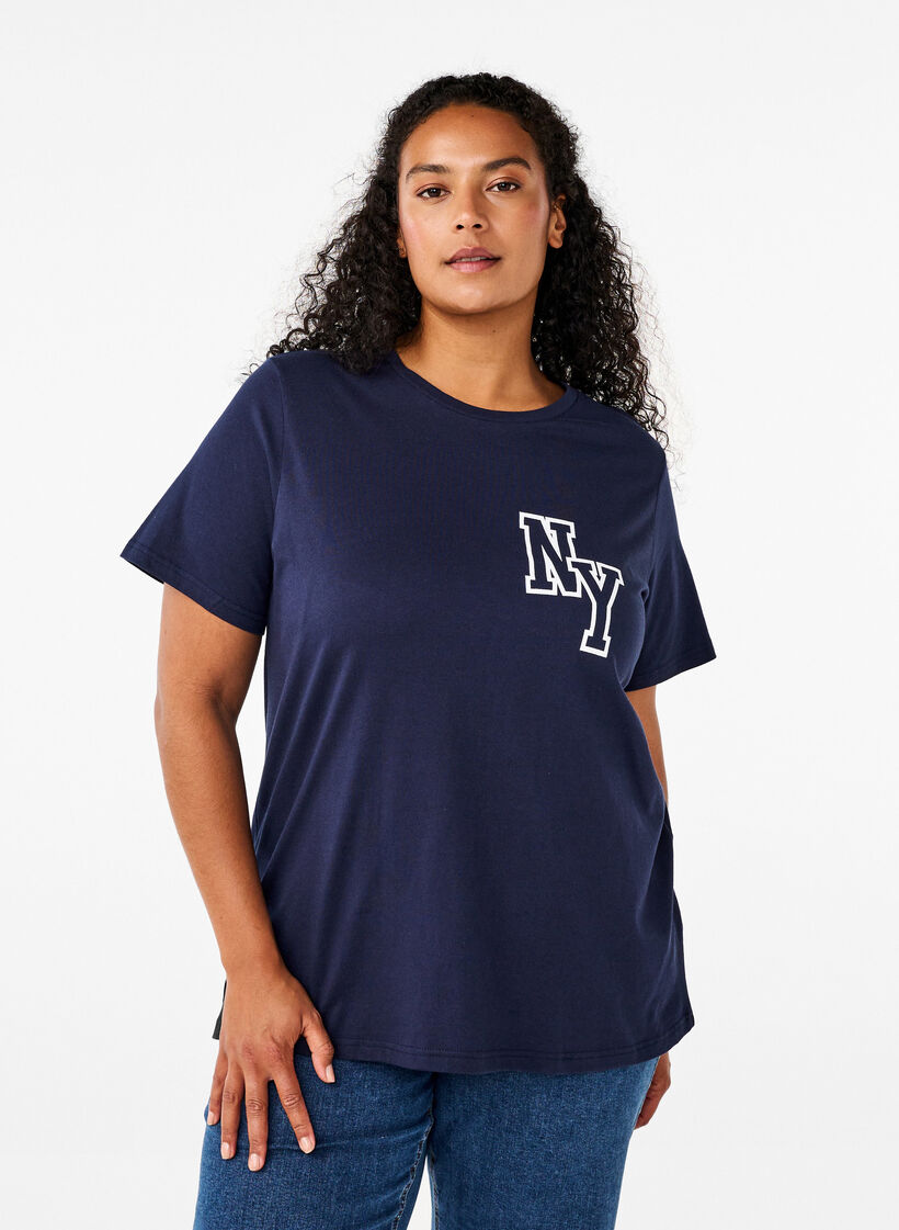 Organisk bomulls-t-skjorte med print, Night Sky Printet, Model image number 0