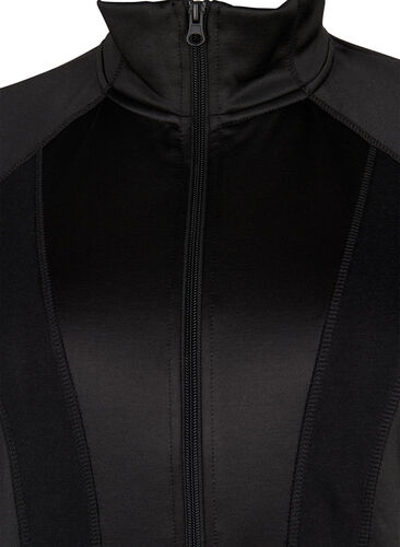 Trenings cardigan med glidelås og høy hals, Black, Packshot image number 2