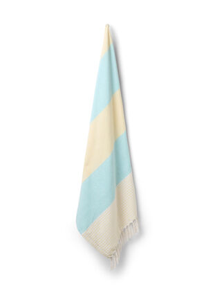 Stripete hammam håndkle med frynser, Brook Green Comb, Packshot image number 0