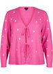 Strikket cardigan med knytedetaljer og broderi, Raspberry Rose Comb, Packshot image number 0