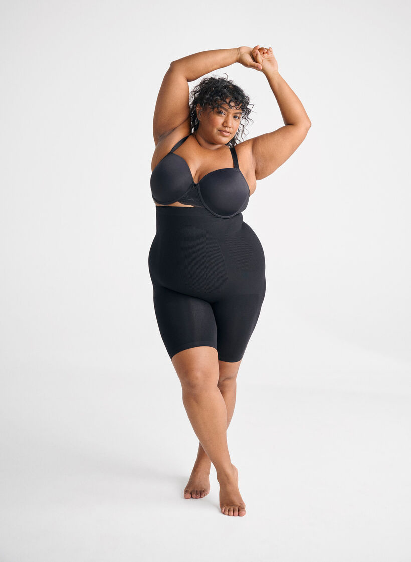 Shapewear shorts med høyt liv, Black, Image