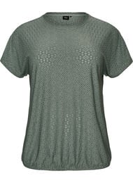 Bluse med hullbroderi og ballongeffekt, Gr&oslash;nn