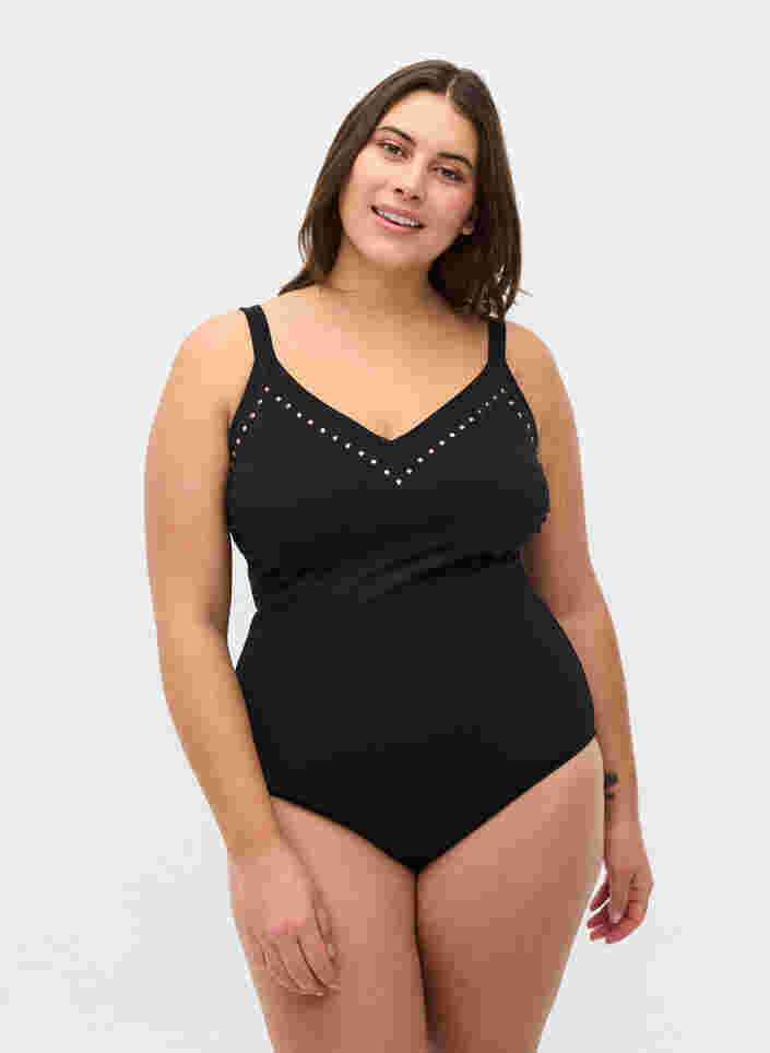 Badedrakt med nagler, Black, Model