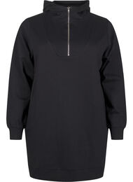 Joggetunika med hette og glidelås, Black
