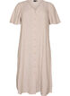 Midikjole i lin og viskose med volangermer, Beige, Packshot image number 0