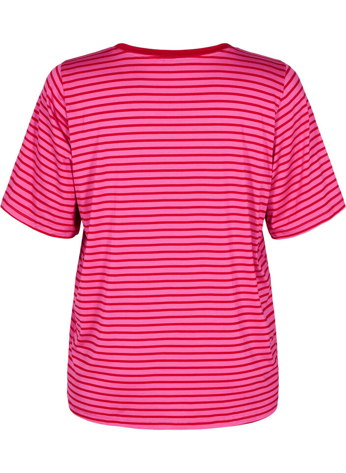 T-skjorte med TENCEL™ Lyocell og striper, Rosa, Packshot image number 1