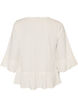 Bluse med tekstur, V-hals og rysjer, Vanilje, Packshot image number 1