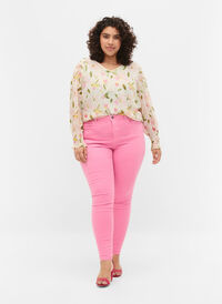 Amy jeans med høyt liv og super slim fit, Rosebloom, Model