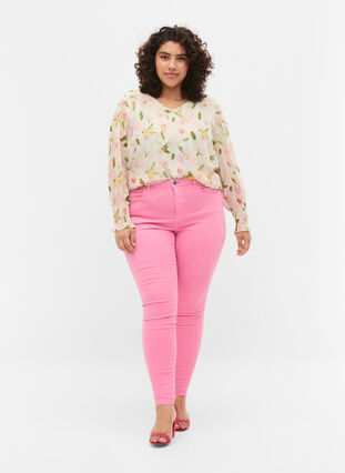 Amy jeans med høyt liv og super slim fit, Rosebloom, Model image number 0