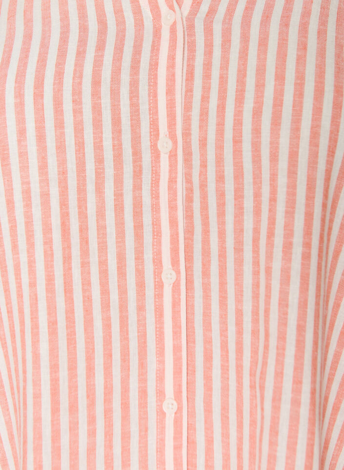 Bluse i lin og viskose med V-hals, Orange, Packshot image number 2