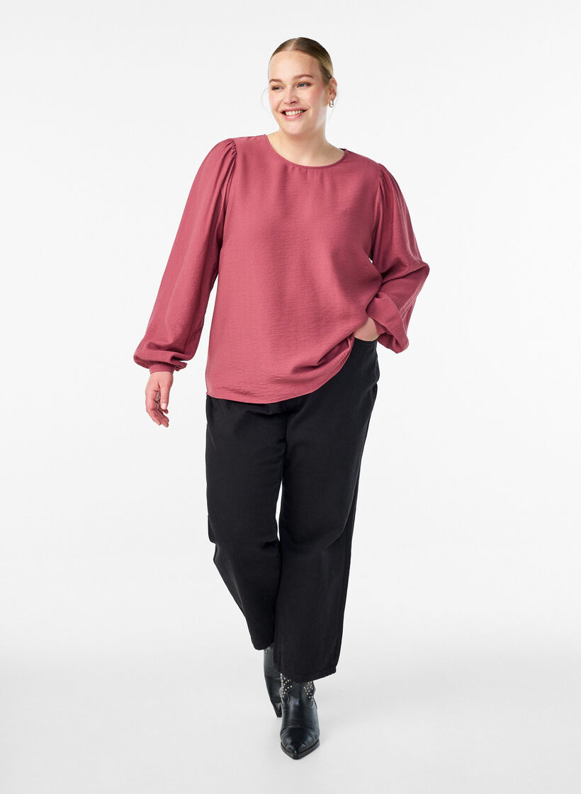 Langermet bluse i viskose, Rosa, Model image number 1