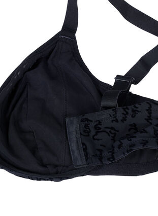 Zizzi Heldekkende BH med teksttrykk, Black, Packshot image number 3