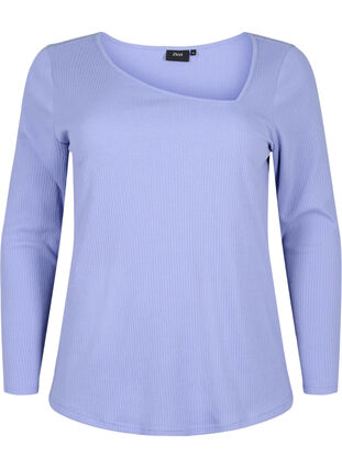 Langermet t-skjorte med asymmetrisk snitt, Lavender Violet, Packshot image number 0