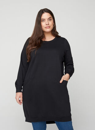 Kjole med lange ermer, Black, Model image number 0