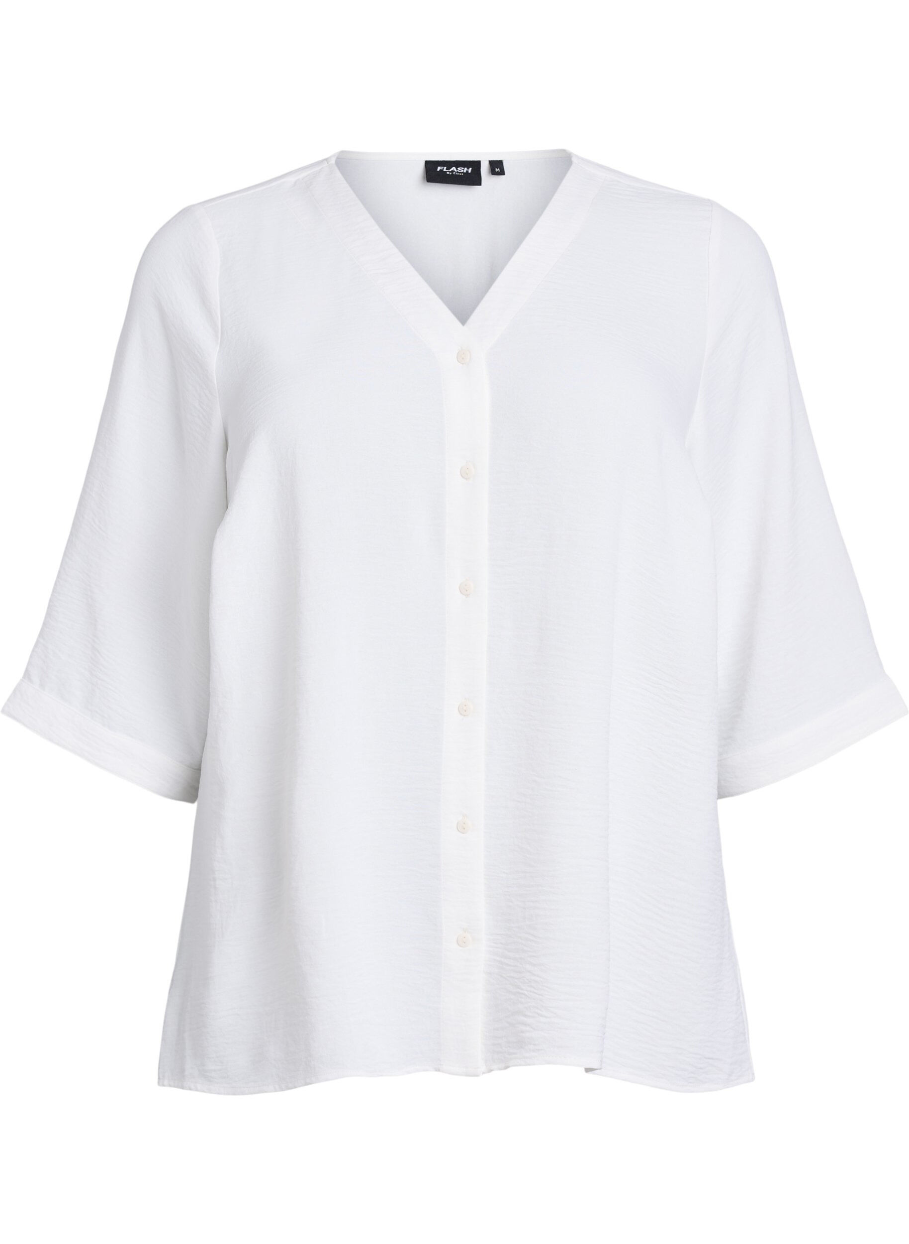 Skjortebluse med v-hals og 3/4 ermer