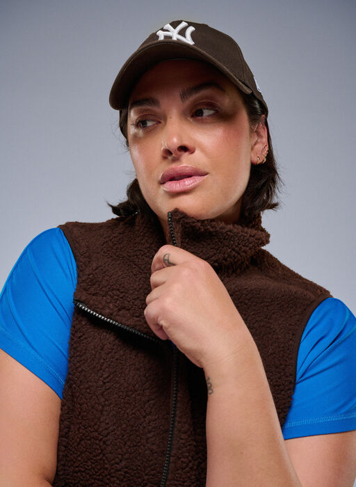 Teddy fleece vest med glidelås og lommer, Brun Teddy fleece vest med glidelås og lommer